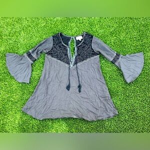 Cleobella Greyblack Lulu Bell Sleeve Tunic Dress Size large